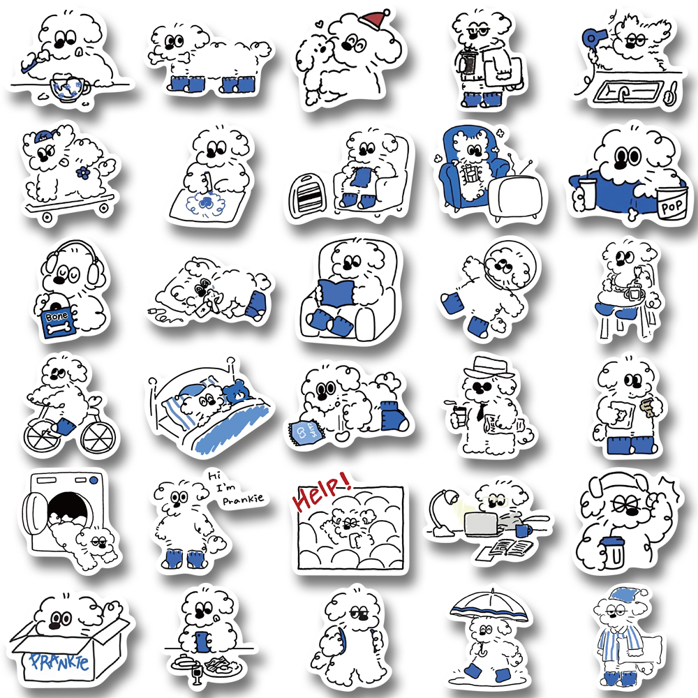 [in Stock] 65pcs mischievous puppy Lucu Kartun Stiker laptop Ponsel Helm Dekorasi Tahan Air sticker