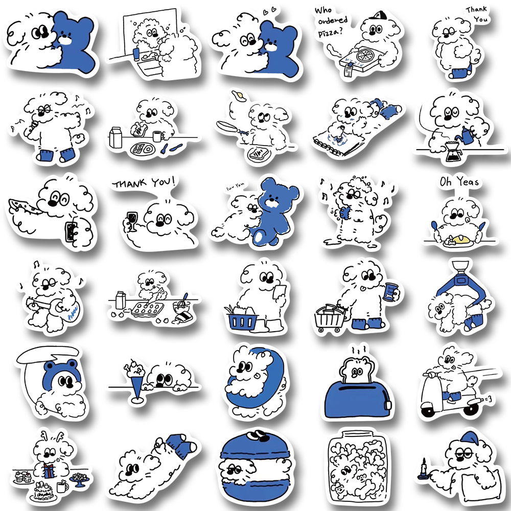 [in Stock] 65pcs mischievous puppy Lucu Kartun Stiker laptop Ponsel Helm Dekorasi Tahan Air sticker