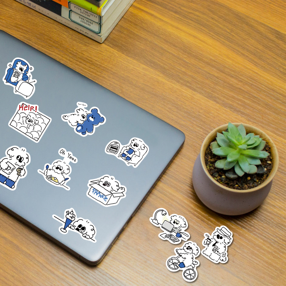 [in Stock] 65pcs mischievous puppy Lucu Kartun Stiker laptop Ponsel Helm Dekorasi Tahan Air sticker