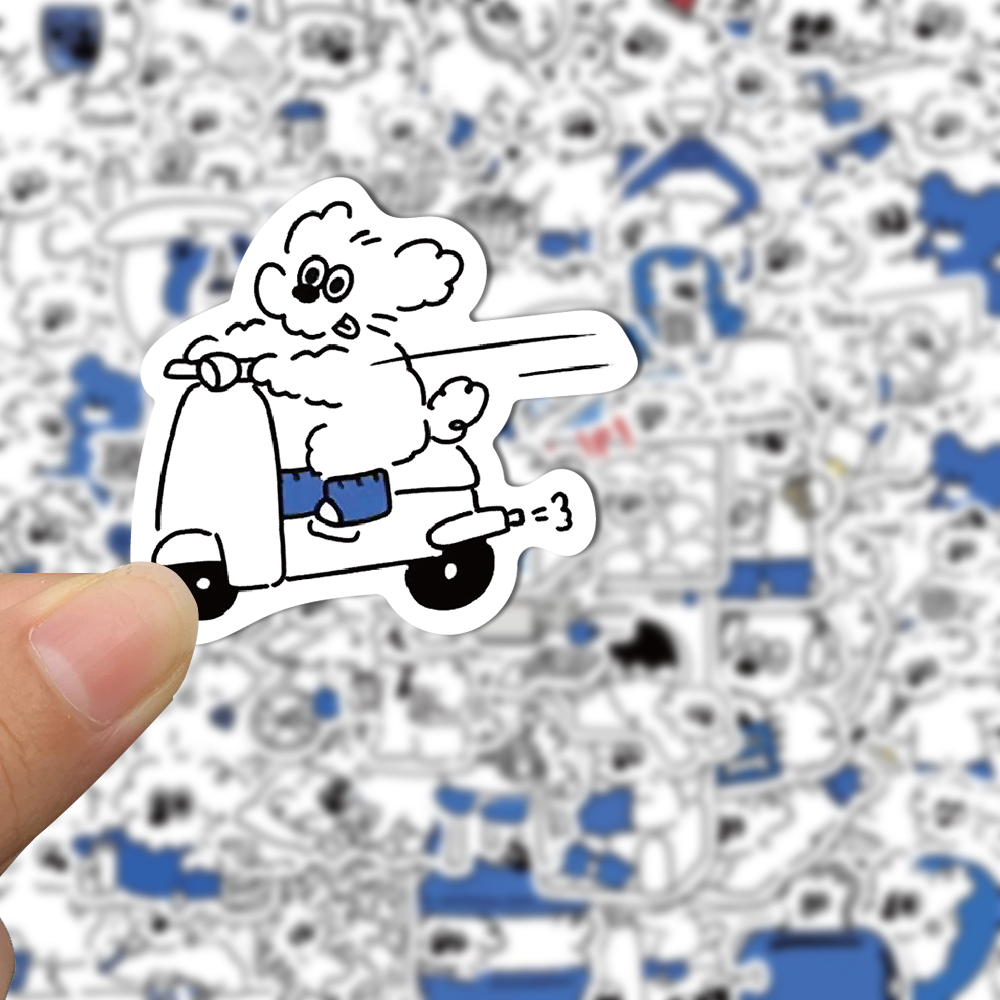 [in Stock] 65pcs mischievous puppy Lucu Kartun Stiker laptop Ponsel Helm Dekorasi Tahan Air sticker