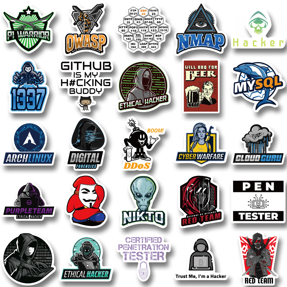 [in Stock] 50pcs hacker programming Kartun Stiker laptop Ponsel Helm Dekorasi Tahan Air Stiker