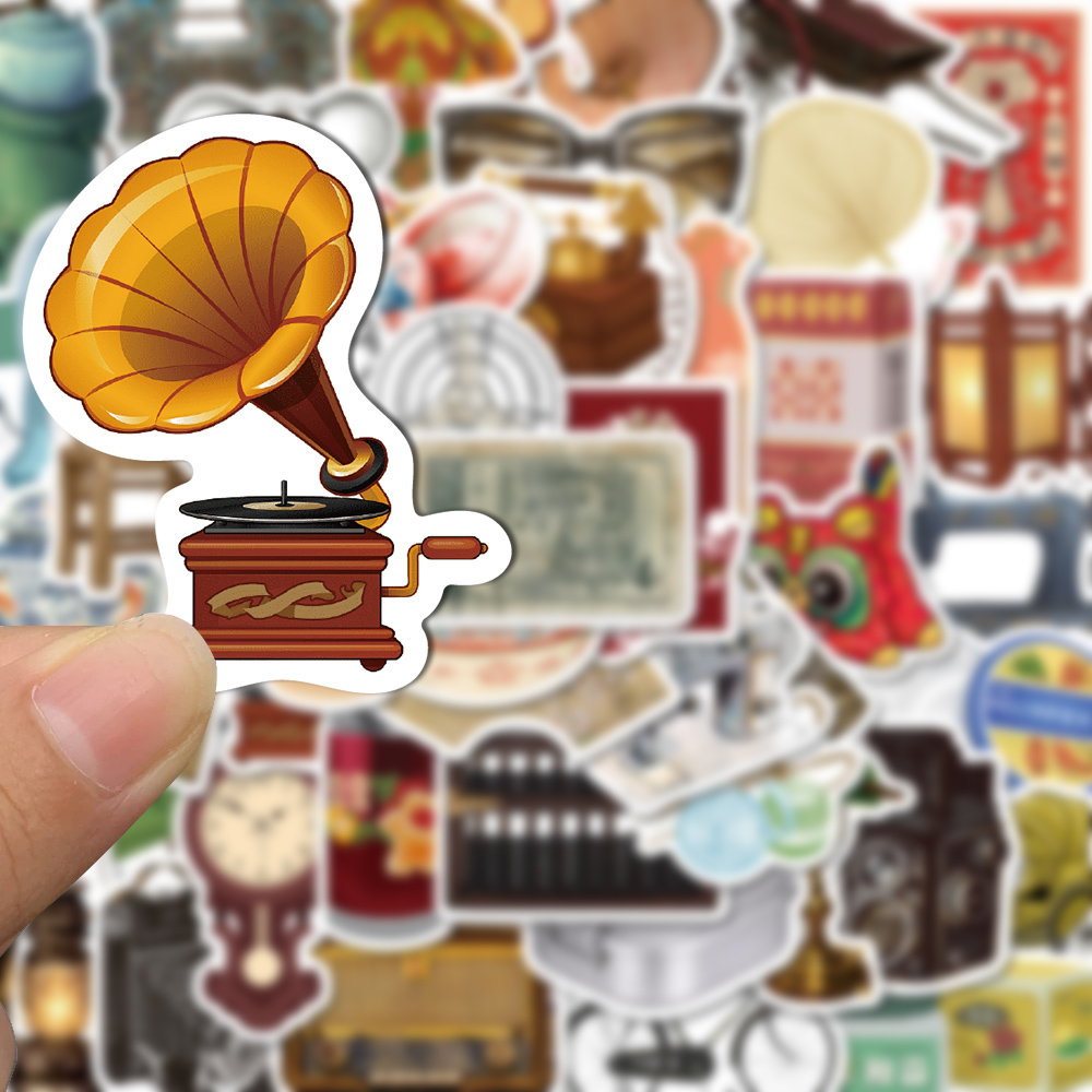 [in Stock] 65pcs Stiker retro Seni Peringatan Dengan Gaya Cina Kreatif Tas Tangan Casing Ponsel Komputer Tahan Air Stiker