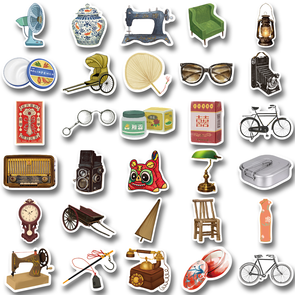 [in Stock] 65pcs Stiker retro Seni Peringatan Dengan Gaya Cina Kreatif Tas Tangan Casing Ponsel Komputer Tahan Air Stiker