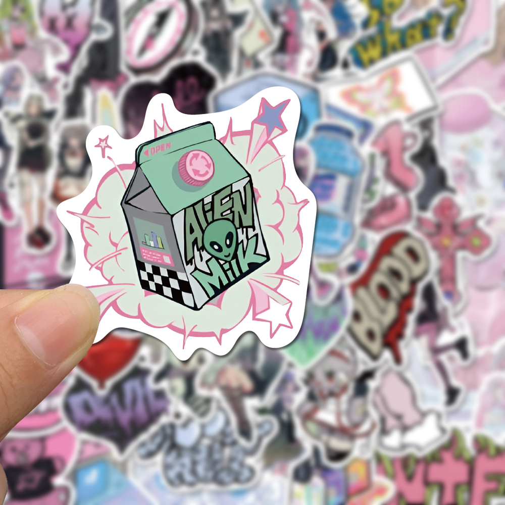 [in Stock] 60pcs Harajuku style girl domi Korea Stiker Dengan Kecantikan Tinggi Ponsel Helm laptop Tahan Air Stiker