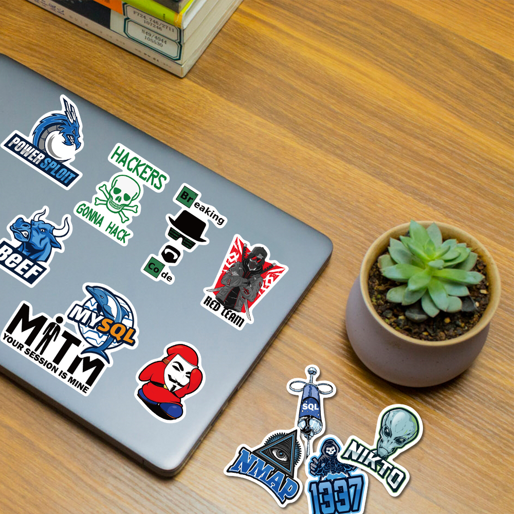 [in Stock] 50pcs hacker programming Kartun Stiker laptop Ponsel Helm Dekorasi Tahan Air Stiker