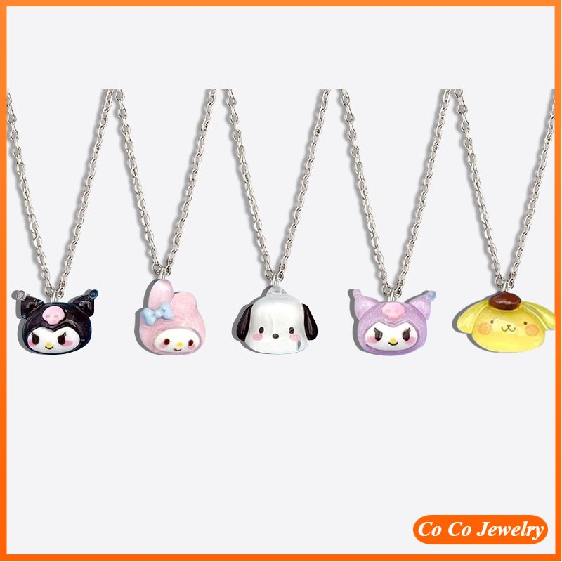 Sanrio Kalung Rantai Panjang Dengan Liontin Batu Giok Model Kartun My Melody Untuk Wanita