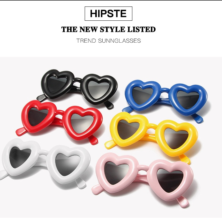 Bubble Love Kacamata Hitam Perempuan Warna Permen Lucu Peach Hati Pesta Dance Sunglasses Kartun Q Versi Kacamata