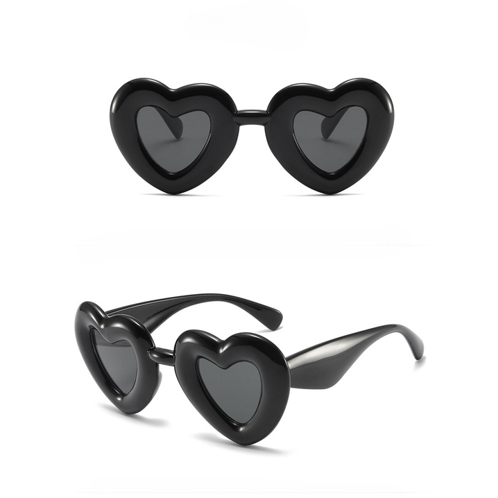 Bubble Love Kacamata Hitam Perempuan Warna Permen Lucu Peach Hati Pesta Dance Sunglasses Kartun Q Versi Kacamata