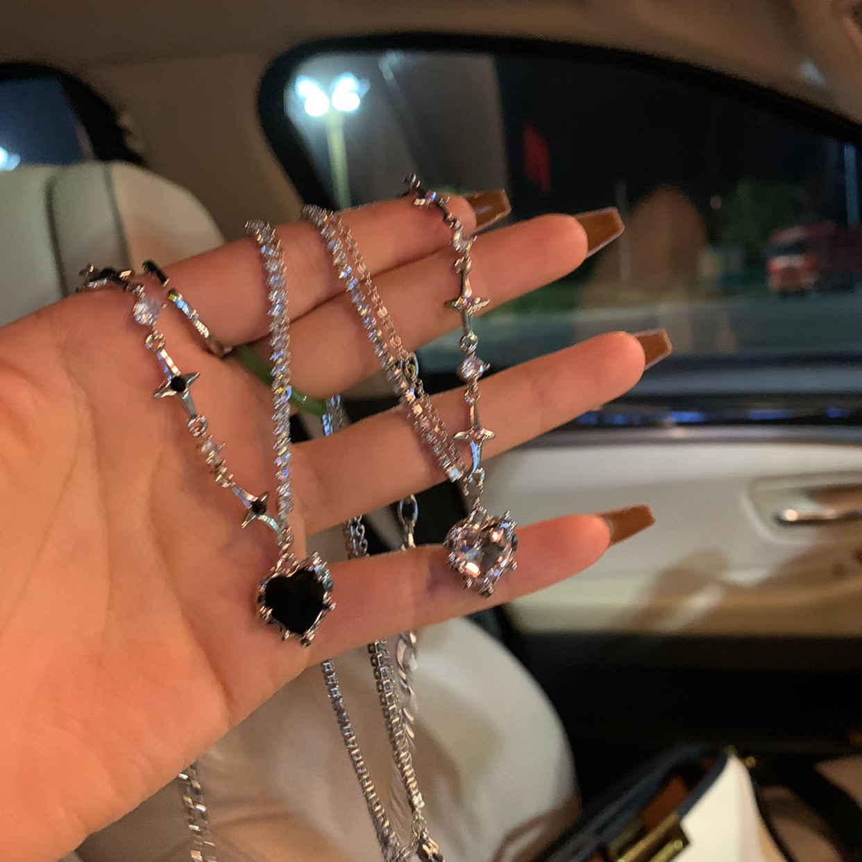 Y2k Hati Batu Permata Kalung Kristal Zirkon Rantai Choker Busur Liontin Kalung Untuk Wanita Fashion Perhiasan Aksesoris