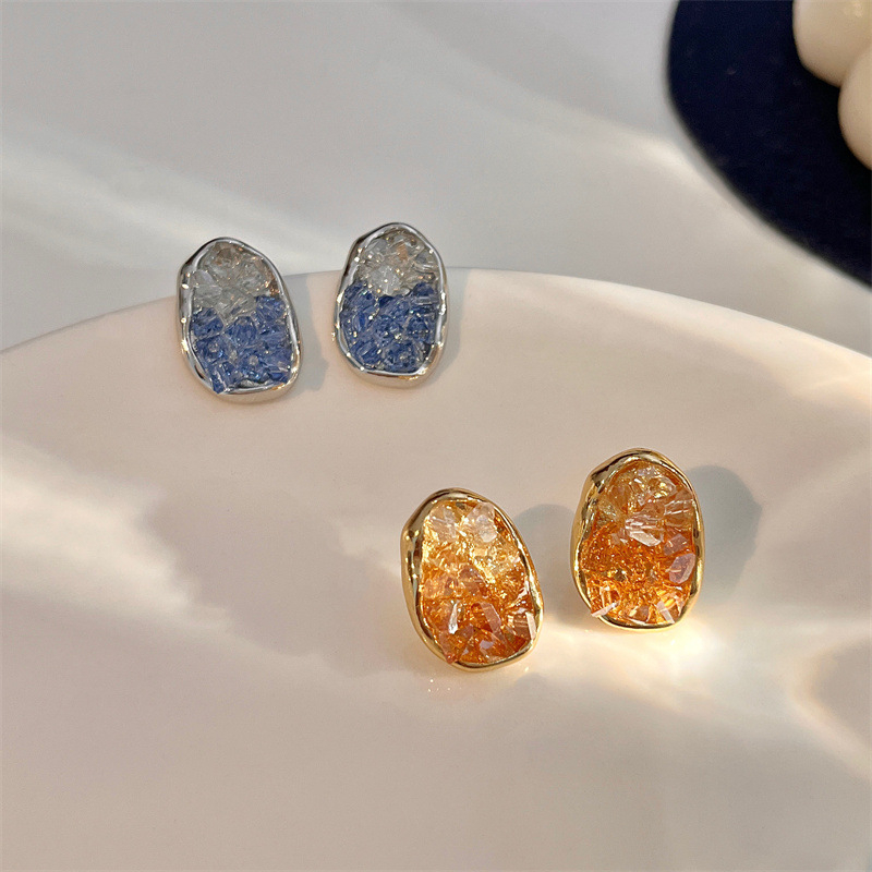 Anting Mewah Cahaya Kristal Geometris Anting Mode Sederhana