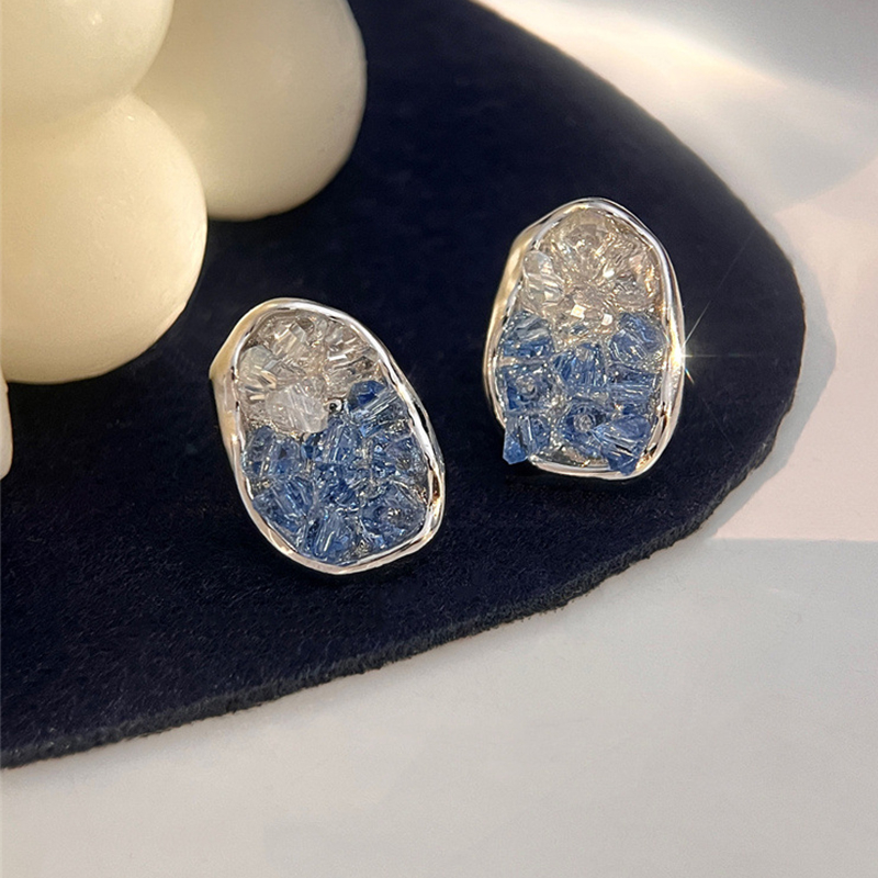 Anting Mewah Cahaya Kristal Geometris Anting Mode Sederhana