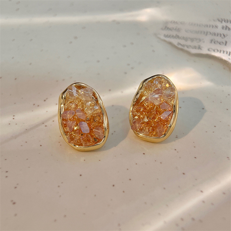 Anting Mewah Cahaya Kristal Geometris Anting Mode Sederhana