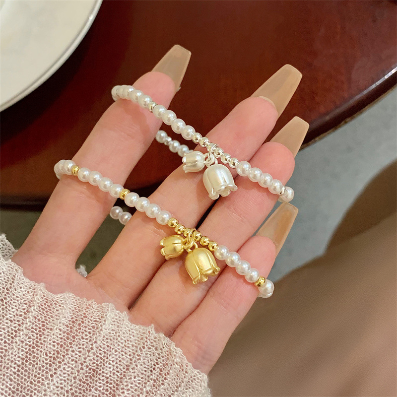 Lily Valley Gelang Mutiara Imitasi Temperamen Gelang Sederhana