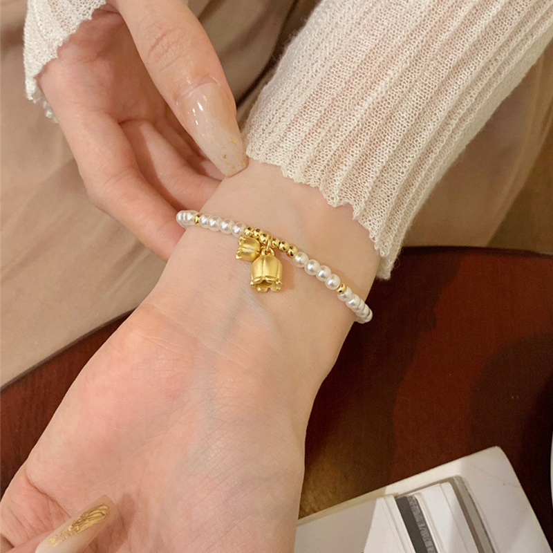 Lily Valley Gelang Mutiara Imitasi Temperamen Gelang Sederhana