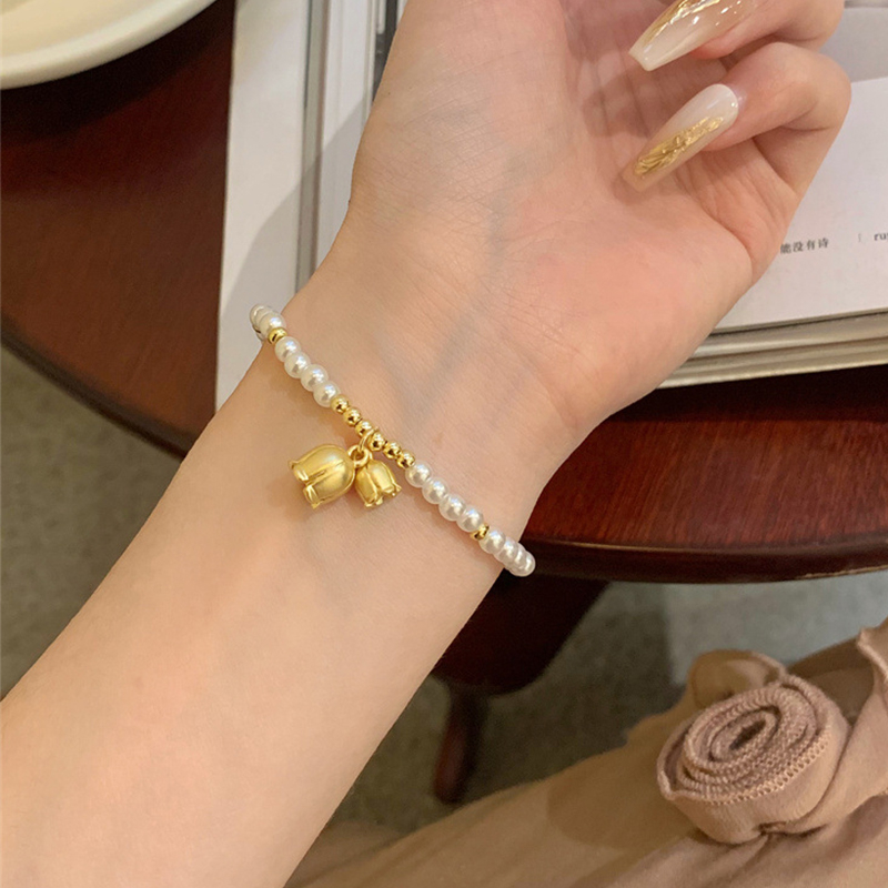 Lily Valley Gelang Mutiara Imitasi Temperamen Gelang Sederhana