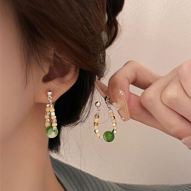 Anting Manik-Manik Batu Alam Anting Hoop Niche Lembut