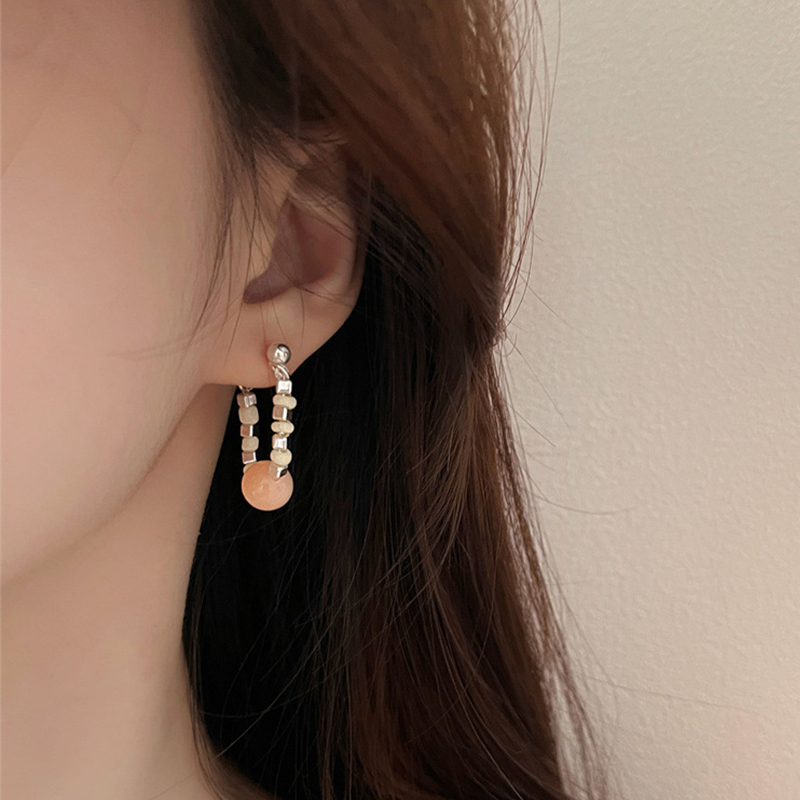 Anting Manik-Manik Batu Alam Anting Hoop Niche Lembut