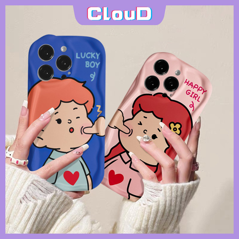 Case Pasangan Kartun Untuk Redmi 9A 10 10A 10C A2 9T A1 9 9C NFC Note11 8 9 12 10 11s 10s 10Pro 10 Pro Max Plus POCO M3 Pecinta Gadis Lucu Cowok 3D Wavy Curved Edge Soft Tpu Sarung