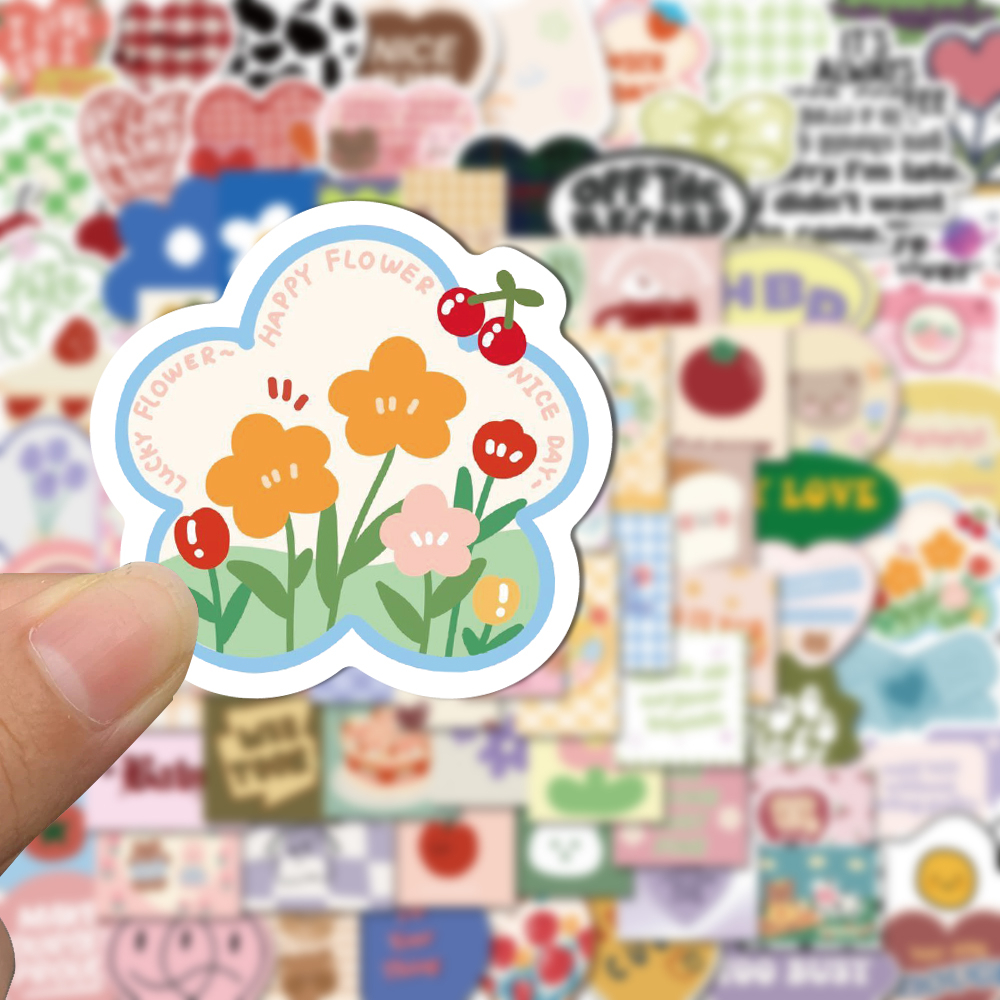 [in Stock] 90pcs Stiker Bunga Tulip Kampus Dengan Keindahan Tinggi Dan Lucu Handheld Akun Komputer Cangkir Air Tahan Air Stiker Decal