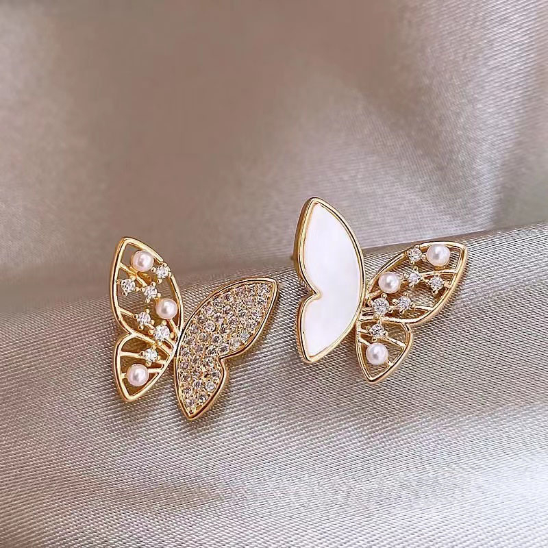 Anting Versi Korea, Kupu-Kupu, Mutiara, Rumbai fashion Bertabur Berlian, Grosir Untuk Produsen Aksesori Wanita