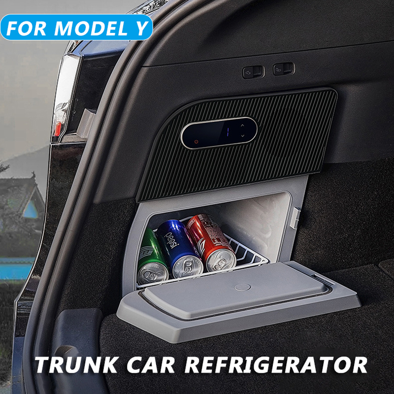 Trunk Car Refrigerator Compressor Cooling LHD RHD Aksesoris Kulkas Untuk Tesla Model Y 2019-2023 Store Travel Refrigerator