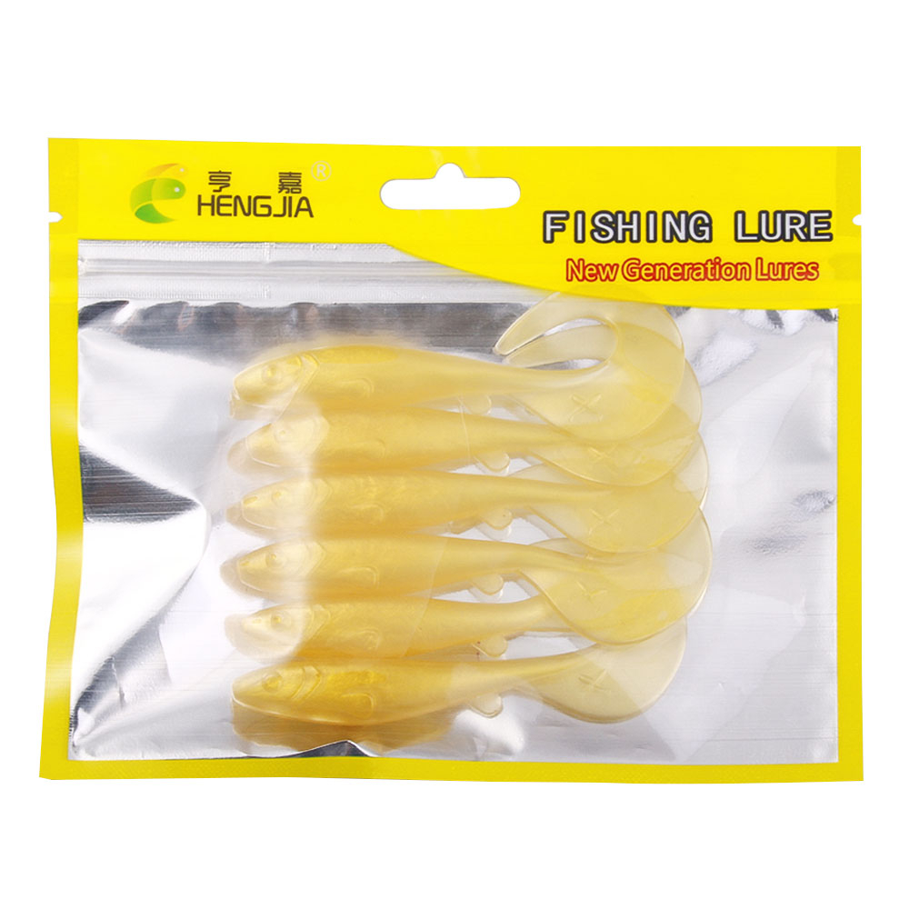 Hengjia 6 Pcs/Pack Cacing Baru Shad 92mm6.2g Laut Memancing Silikon Wobbler Umpan Lembut Sendok Ekor Emas Buatan Memancing Umpan