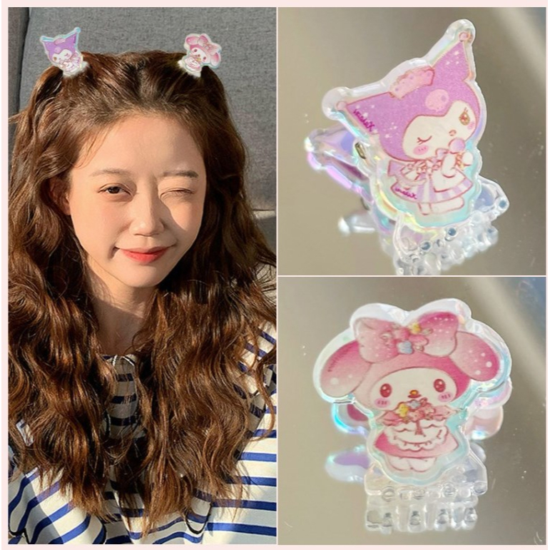 【Bayar di tempat】Hiasan Kepala Laser Sanrio Hair Claw Clip Lucu Sederhana Serbaguna Klip Rambut Rusak