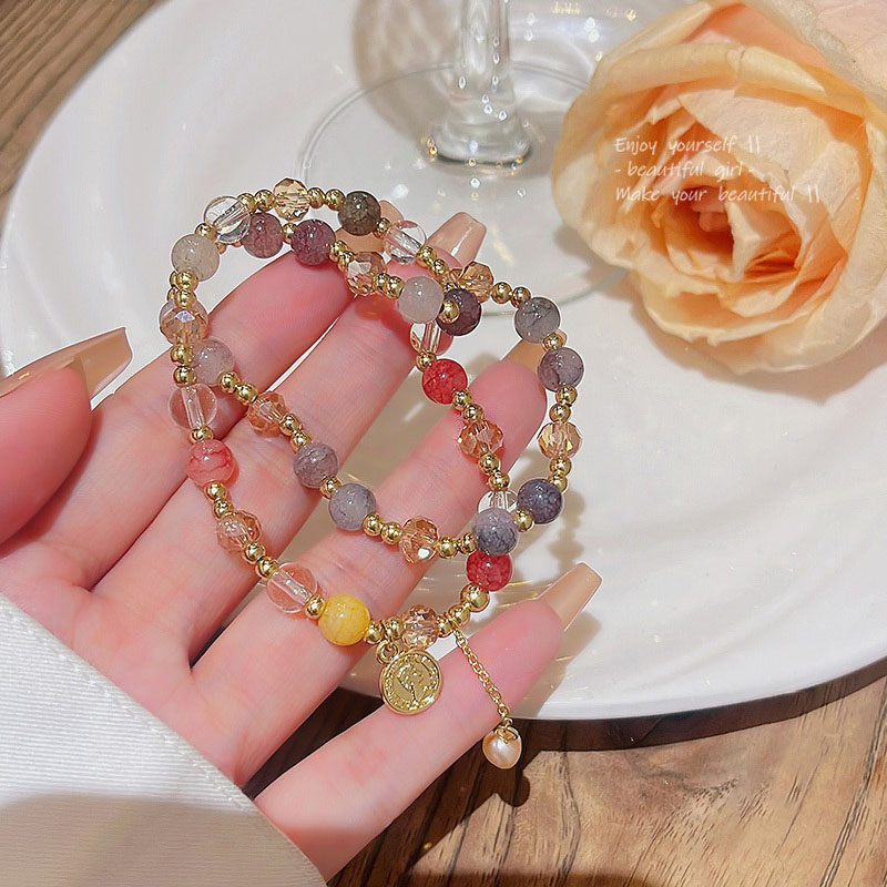 Retro Baroque style Pearl Portrait Round Brand Double Layer Gelang Perhiasan Tangan Fashion Mewah