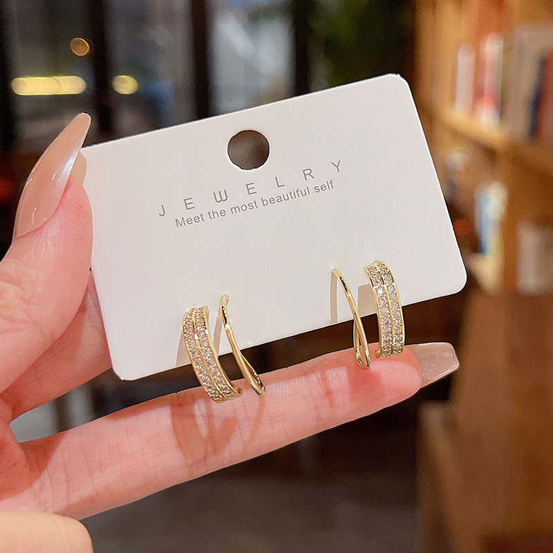 Hot Jual Anting Benang Memutar Jarum Perak925 Untuk Wanita Fashion Giwang Telinga Zirkon Mewah