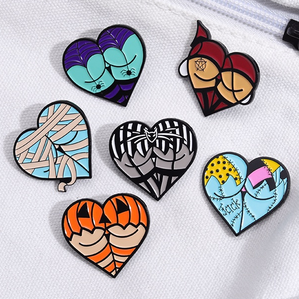 Kreatif Pantat Jantung Enamel Pin Bros Punk Jantung Warna-Warni Bros Lencana Halloween Perhiasan Hadiah Untuk Teman