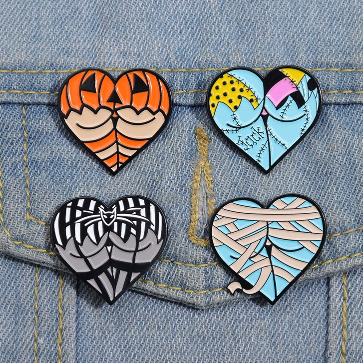 Kreatif Pantat Jantung Enamel Pin Bros Punk Jantung Warna-Warni Bros Lencana Halloween Perhiasan Hadiah Untuk Teman