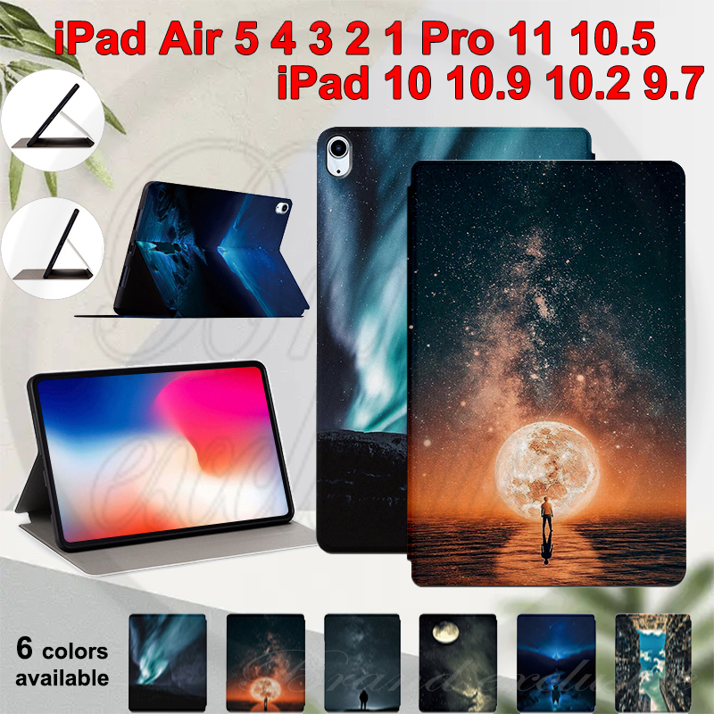 Untuk Ipad10 (2022) 10.9 &quot;10.2 10th 9th 8th 7th Gen Air5 4 3 2 Pro 11 10.5 9.7 Kualitas Tinggi Tablet Pelindung Fit Case Fashion Dicat Langit Berbintang Terang Galaxy Flip Stand Cover