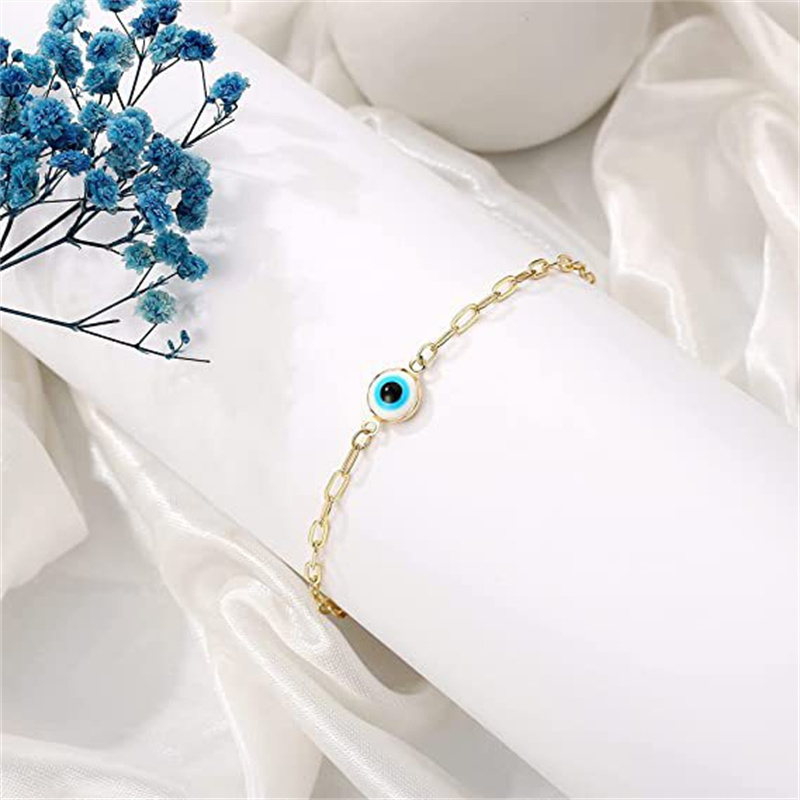 Gelang Stainless Steel Mata Biru Aksesoris Wanita Fashion Versi Korea Bebas Karat Dan Alergi Hadiah Ulang Tahun