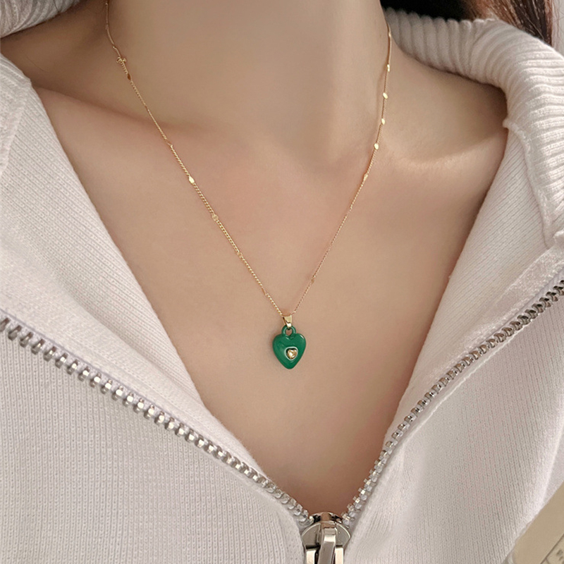 Kalung Liontin Cinta Enamel Warna-Warni Niche Temperamen Wanita Necklace