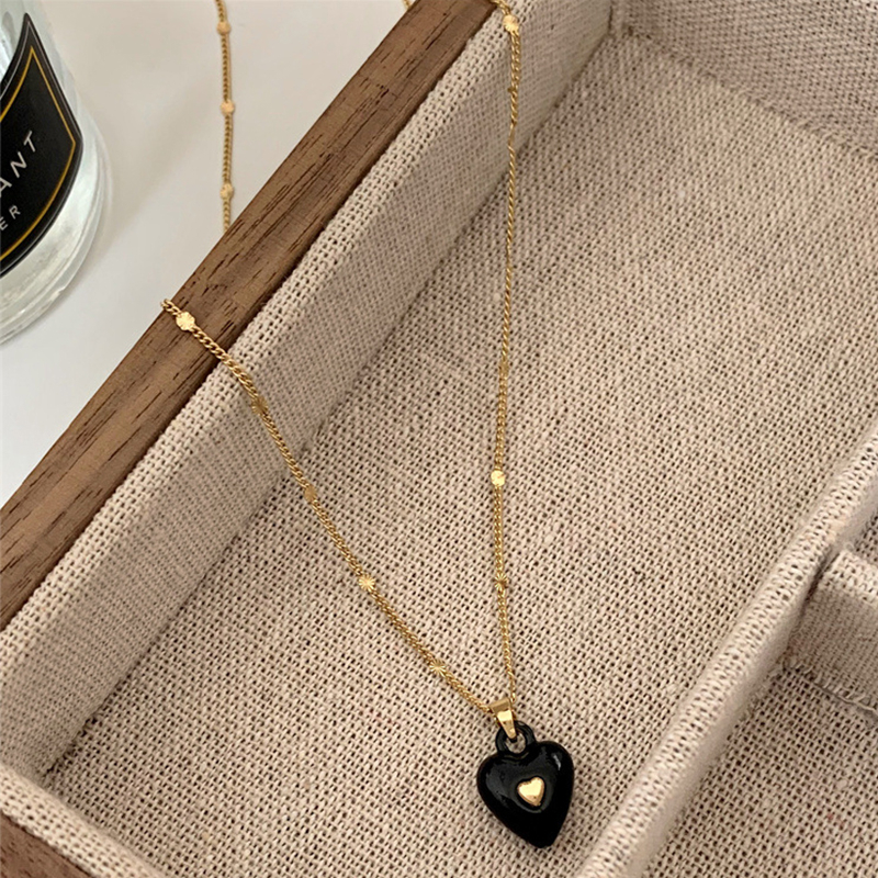 Kalung Liontin Cinta Enamel Warna-Warni Niche Temperamen Wanita Necklace