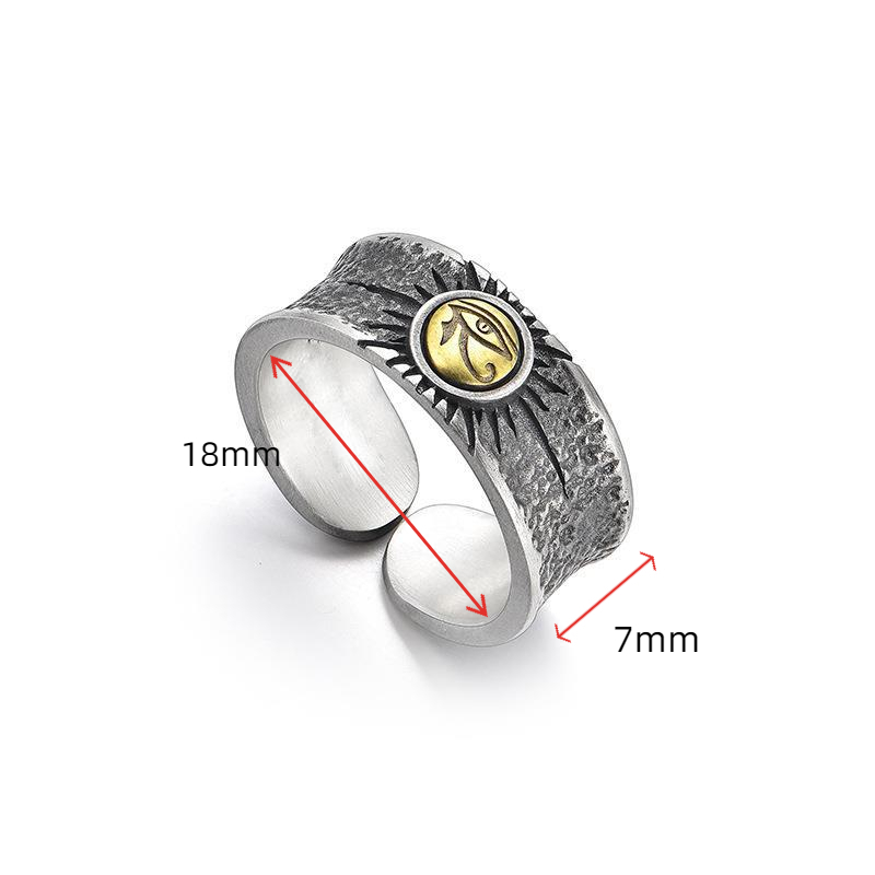 Horus Mata Dewa Thai Cincin Perak Anak Laki-Laki ins Trendi Desain Asli Niche Retro Ring