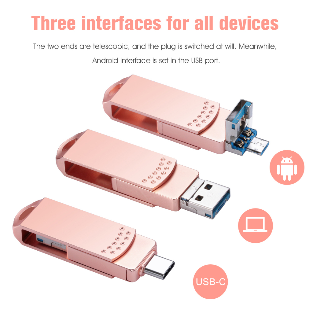 Flashdisk usb OTG 1TB Original 3in1 Flashdisk Flash Drive External Untuk Tipe-C /Micro usb/iPhone/iPad/Komputer/Laptop/PC