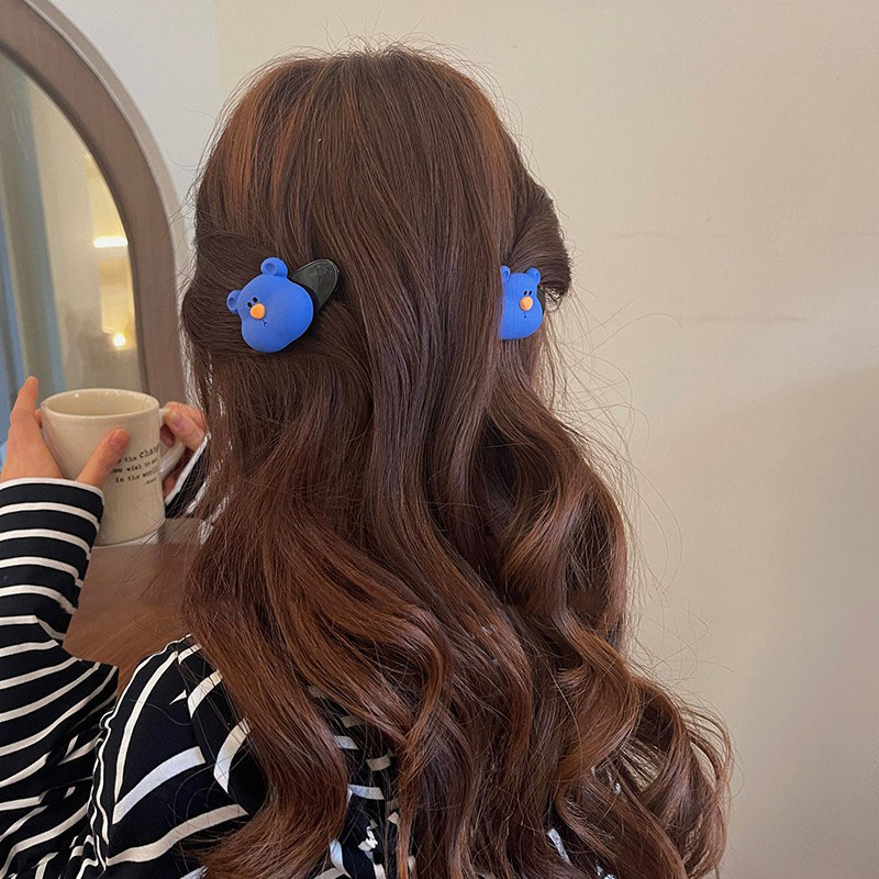 Jepit Rambut Beruang Warna Lucu Korea Manis Kartun Akrilik Bang Clip Side Clip Mini Anak Duckbill Clip