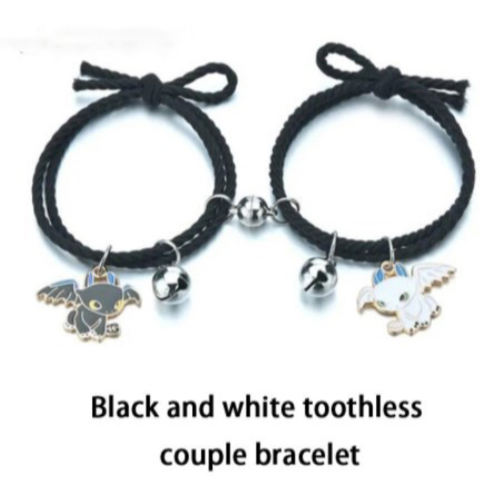 【Bayar di tempat】2Pcs Gelang Couple Magnet Gelang Kapel Elastis Pasangan Pria Dan Wanita Kartun Dikepang Tali Tangan Rambut