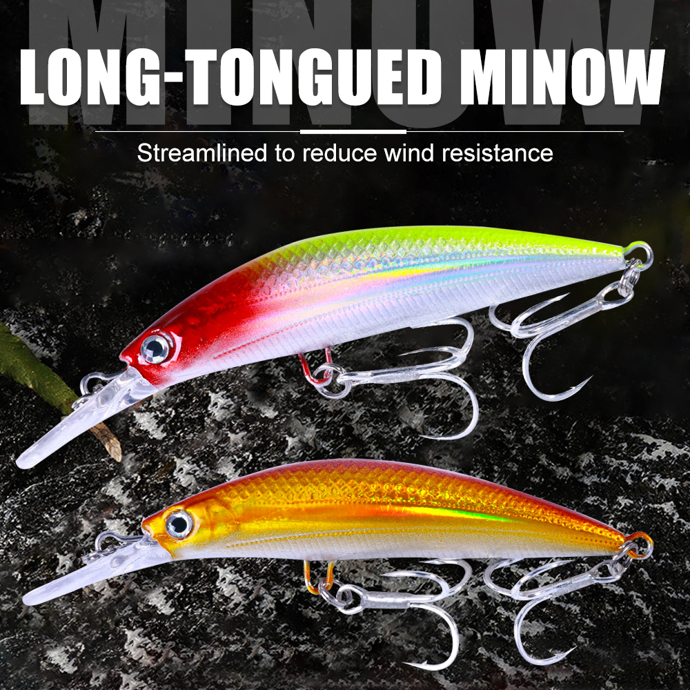 Hengjia Baru Laut Memancing Ikan Kecil Tenggelam Lures 9cm/17.2g Plastik Bionic Lidah Panjang Memancing Umpan Buatan Memancing Aksesoris