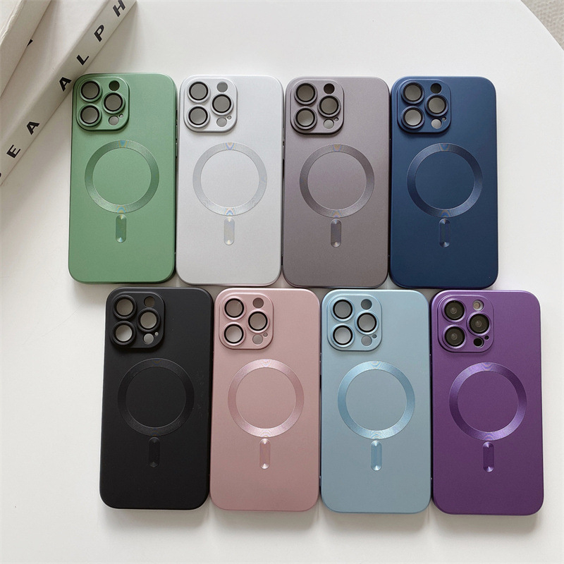 IPHONE Casing Ponsel Pengisian Magnetik Untuk Iphone11 12 13 14 Pro Max7 8 14 plus X XS XR XSMAX Soft back cover TPU Minimalis phone case Pelindung Lensa case drop protection case