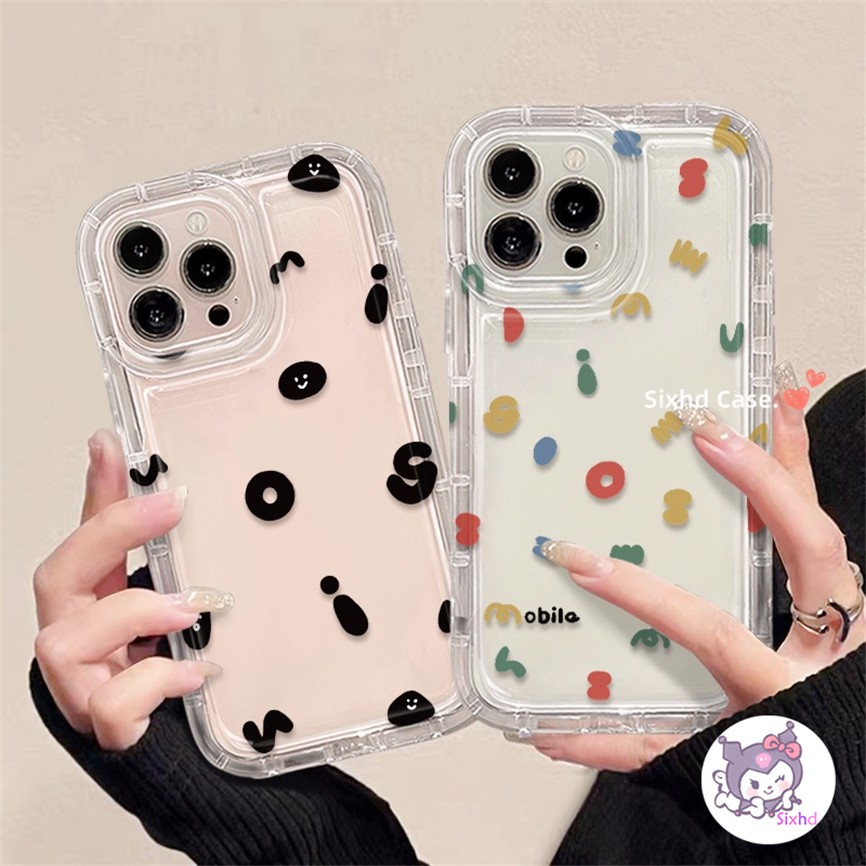 IPHONE Kompatibel Untuk Iphone14 13 12 11 Pro Max SE 2020 X Xr Xs Max8 7 6 6s Plus Bening Sederhana Surat Pasangan AirBag Case Lembut TPU Shockproof Cover Pelindung