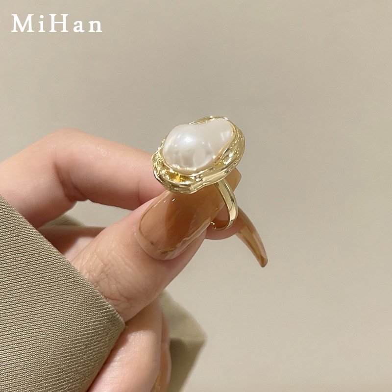 Fashion Baroque Tidak Teratur Imitasi Mutiara Cincin Retro Cincin Wanita Rings