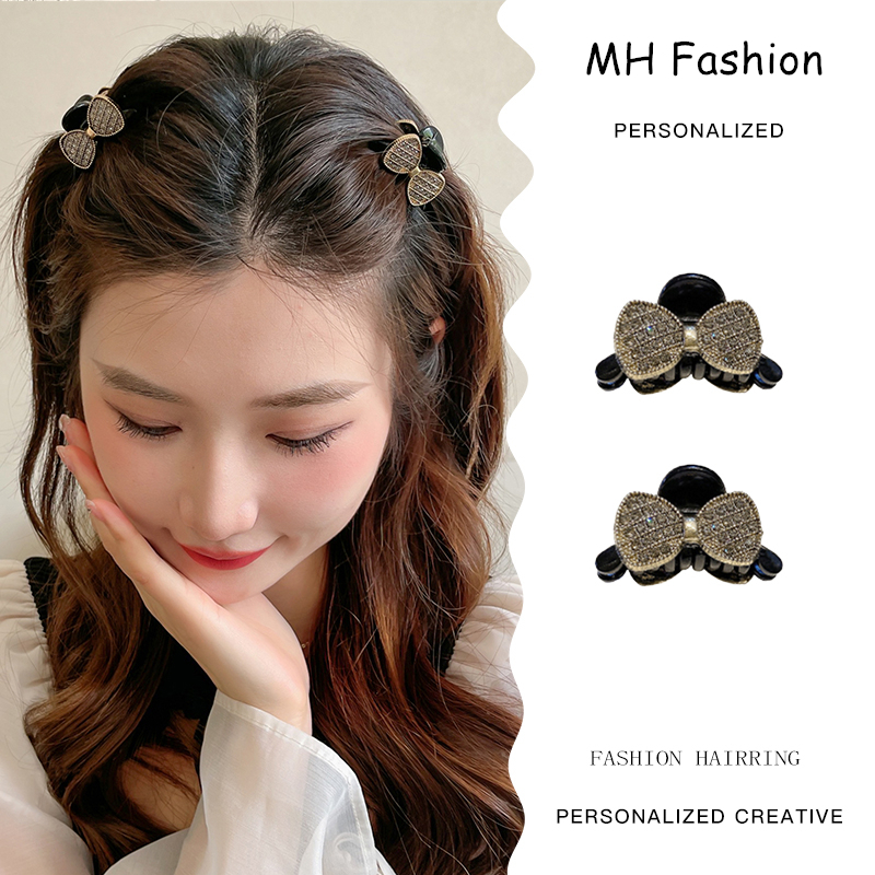 2 Pcs/Temperament Retro Hitam Camellia Ambil Klip Set Untuk Wanita Korea Fashion Mutiara Bunga Hiu Klip Lucu Dan Manis Putri Aksesoris Rambut