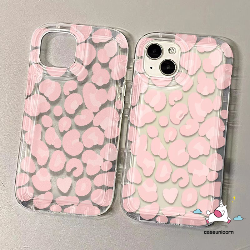 Airbag Shockproof Transparan Phone Case Kompatibel Untuk iPhone 7plus 8plus 11 14 13 12 Pro MAX XR 6 6S 7 8 Plus X XS MAX Ins Fashion Ungu Leopard Print Lembut TPU Silicon Cover