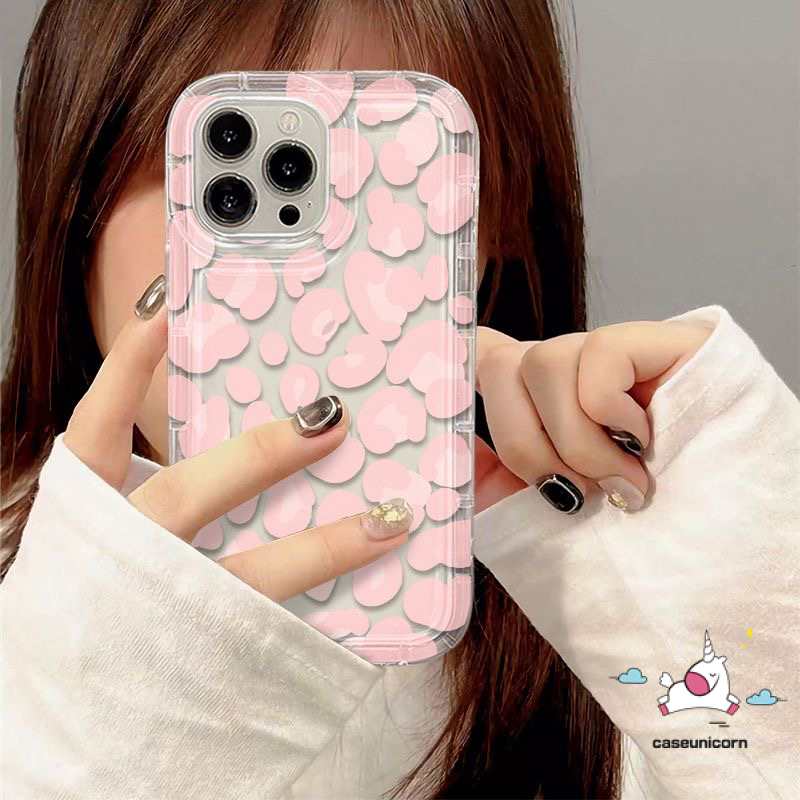 Airbag Shockproof Transparan Phone Case Kompatibel Untuk iPhone 7plus 8plus 11 14 13 12 Pro MAX XR 6 6S 7 8 Plus X XS MAX Ins Fashion Ungu Leopard Print Lembut TPU Silicon Cover