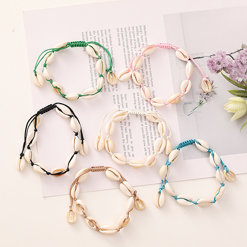 Gelang Shell Hadiah Ulang Tahun Wanita Kepang Adjustable Fashion Korea Handmate Grosir by Produsen