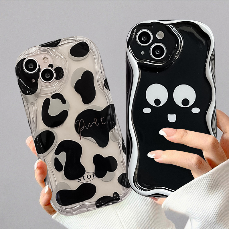 Case Ekspresi Lucu Kartun Untuk Redmi Note8 9 12 11 10s 11s 10 Pro Max 10Pro Redmi 10C A1 9T 10 A2 9C NFC 10A 9 9A POCO M3 Motif Sapi Leopard 3D Wavy Curved Edge Soft Tpu Cover