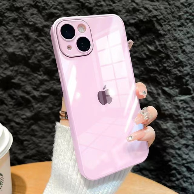 Casing Kaca Tempered Cair Mewah 9D iPhone 14pro Max 13pro Max 12pro Max 11pro Max Perbatasan Silikon Perlindungan Lensa Lapisan Tahan Guncangan Casing Keras