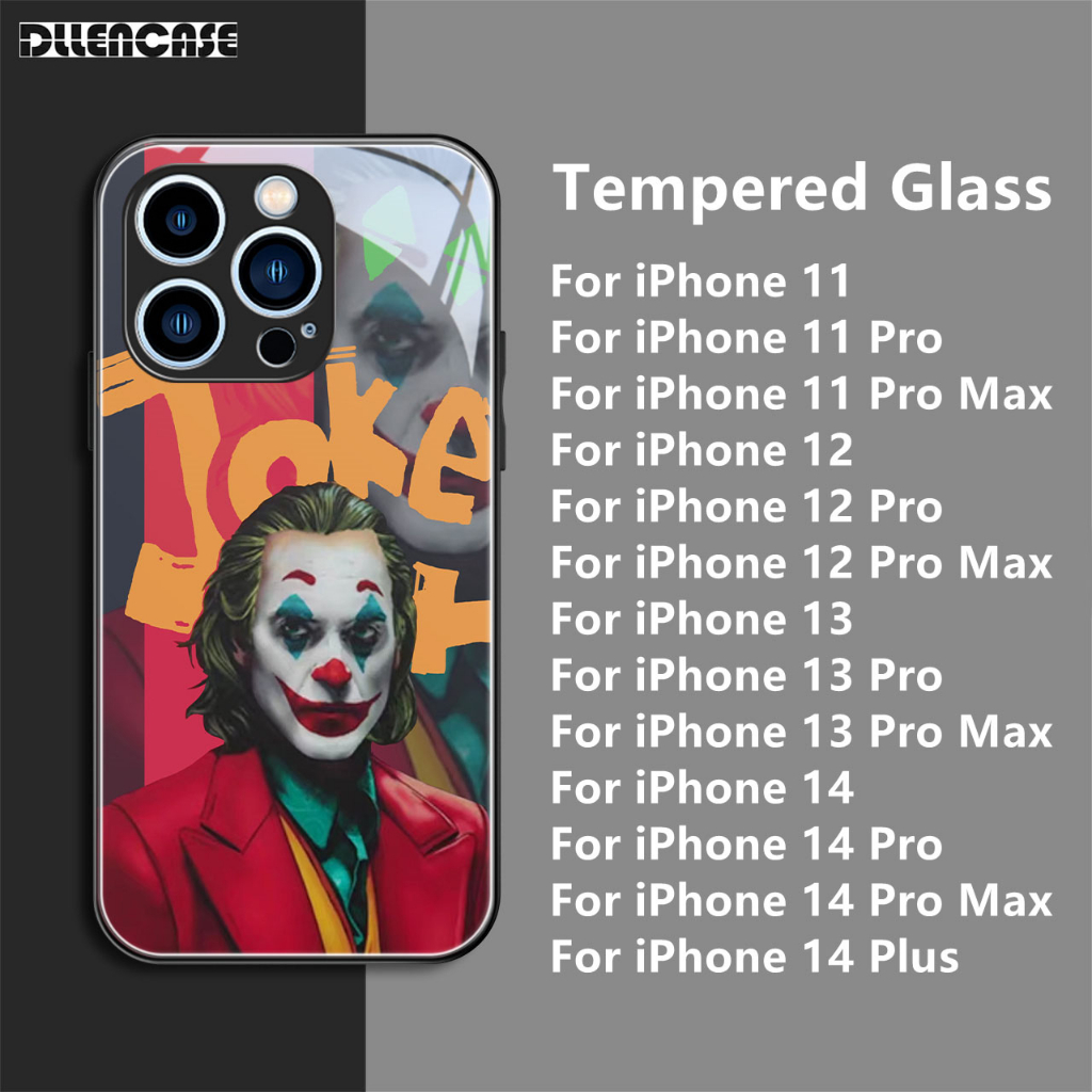 Dllencase Untuk iPhone 14 Pro Max14 Plus 13 12 11 Bahan Kaca Tempered Case Casing Cover Pelindung Kamera C319